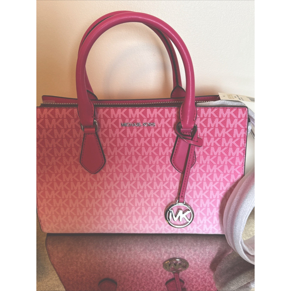 Michael Kors MK Sheila Medium Bag Purse Handbag Center Zip Satchel (Dragonfruit) - Picture 2 of 11